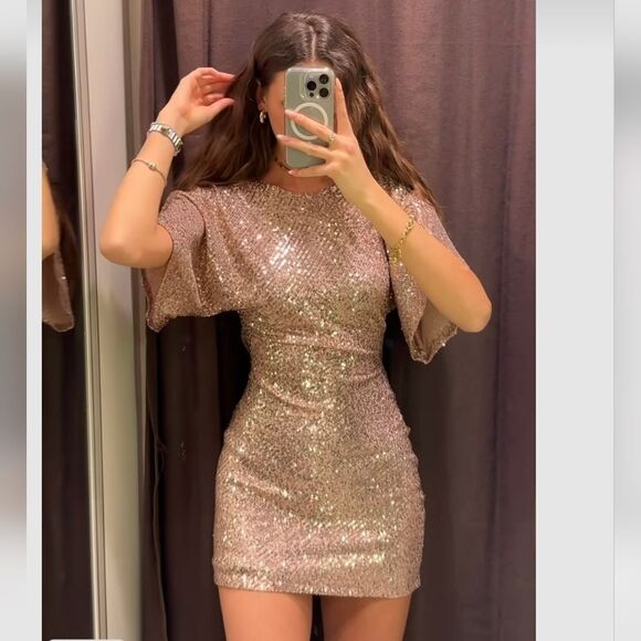 NWT ZARA Short SequinβDress - Picture 2 of 13